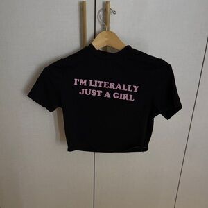 Black T-Shirt with Pink Text